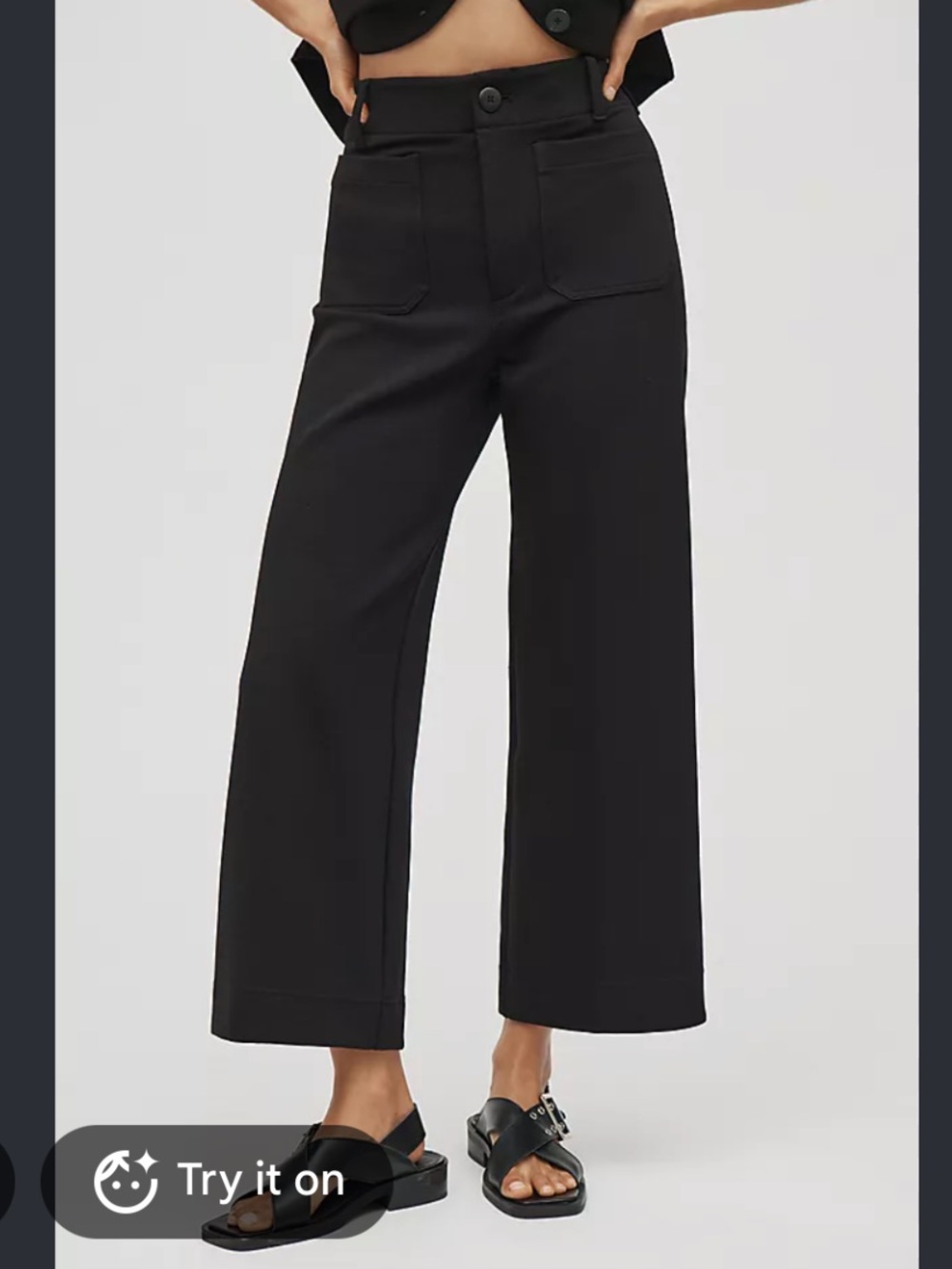 Anthropologie Black Wide-Leg Cropped Pants